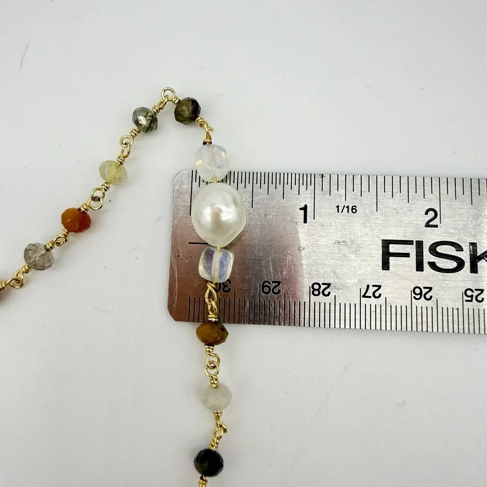 HSN Joya 925 Freshwater Pearl & Gemstone Necklace Flapper 62 Inches Layering‎